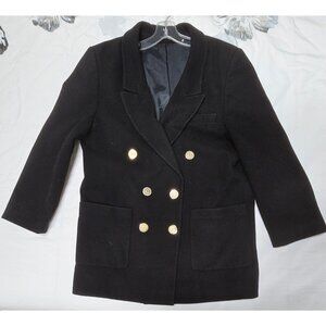 Austrian Double-Breasted Black Wool Blazer – Women’s Size 10